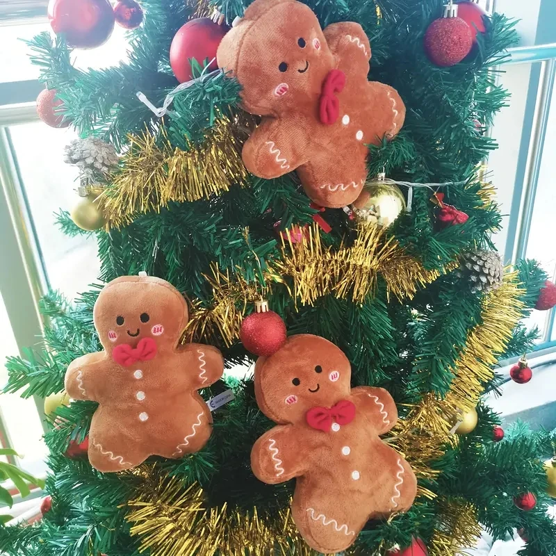 لعبة الزنجبيل الرائعة للرجال من القطيفة الناعمة باللون البني الفاتح مثالية لزينة حفلات عيد الميلاد تغطي الهدايا المنزلية الاحتفالية #3