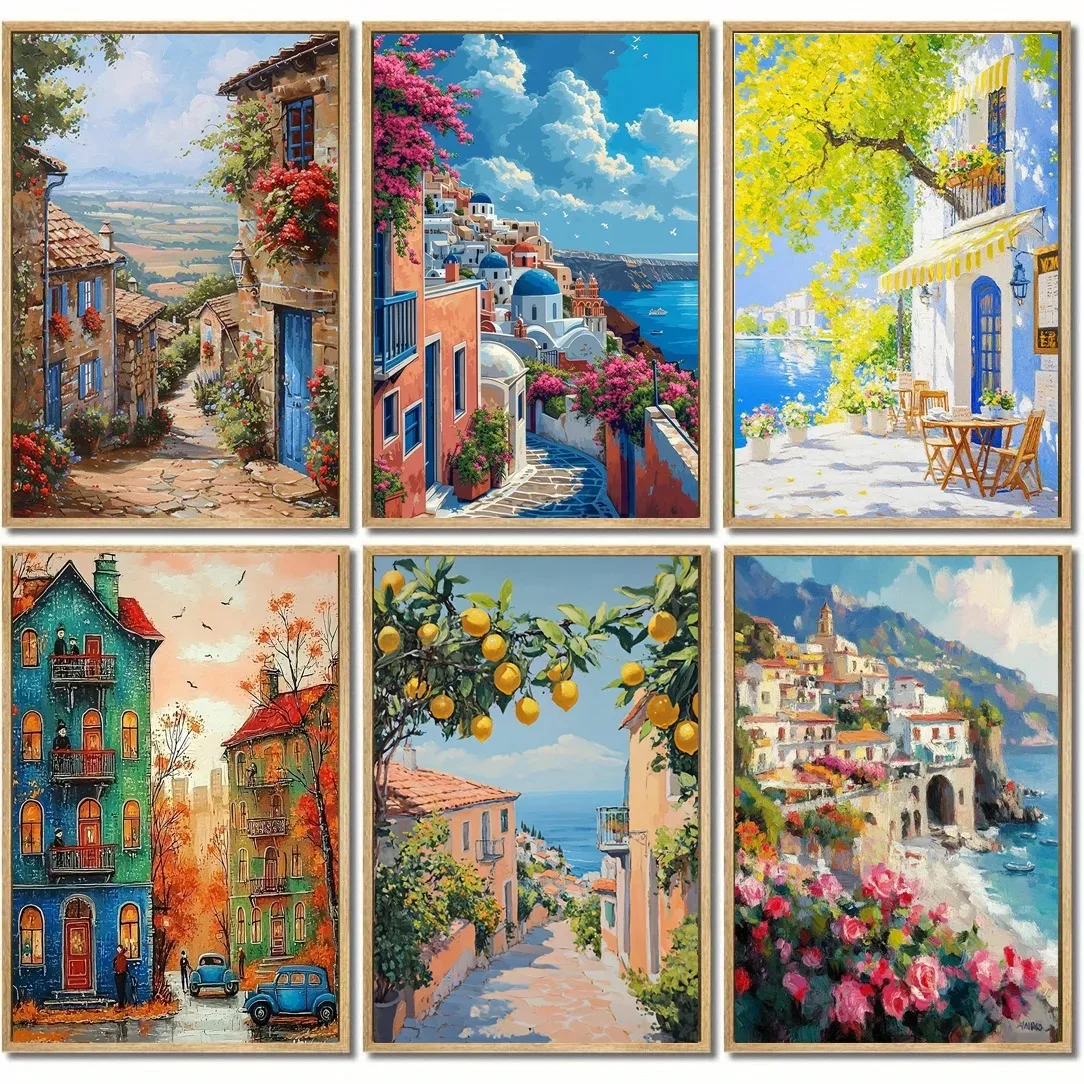 

500/1000 PCS Puzzle Colorful Coastal Cityscape Diy for Adults Beginners - High Difficulty Handmade,Gifts Home Decoration Games