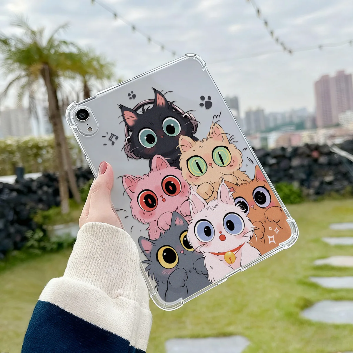 Cute Kawaii Cat Silicone Tablet Case For Samsung Tab A9 A11 8.7 Inch S6 Lite A8 S7 Plus S9 S10 FE X205 S9 FE P619 S10 Plus Cover