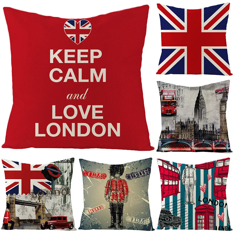 

Uk Flag Decorative Pillowcases London Linen Pillows Case for Bedroom Double Bed Cushions Cover Throw Pillow Cover 45x45 Cm