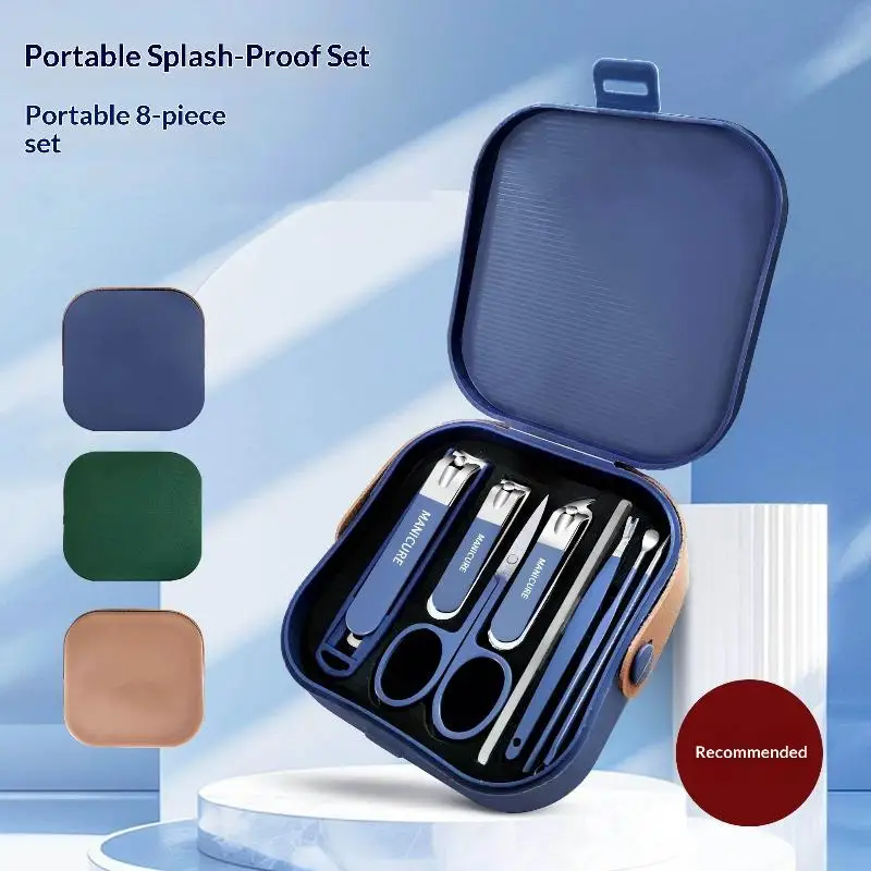 New 5/8Pcs Handheld Anti Splash Exquisite Nail Clipper Set Nail Scissors Set Portable Care Box Manicure Beauty Tools