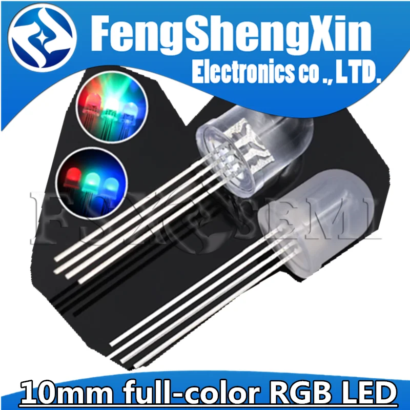 10pcs 10mm Full-Color RGB LED 4pins Common Anode/Cathode Transparent Fog F10 Tri-Color Light Emitting Diode Red Green Blue