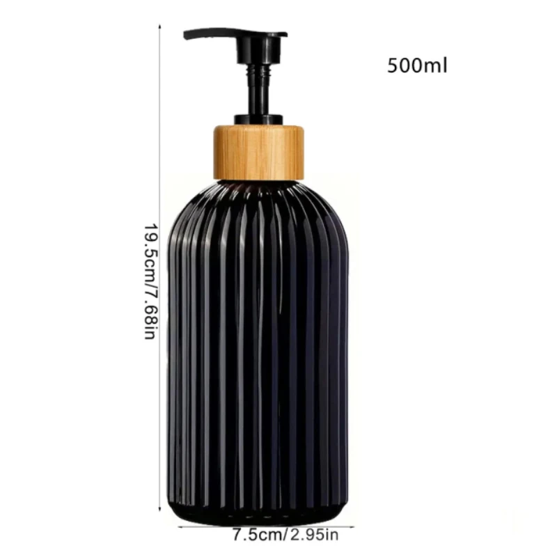1Pcs Strip Soap Dispenser with Bamboo Pump Refillable Bottle Conditioner Lotion Shampoo Body Wash Empty Container Plastic Bottle