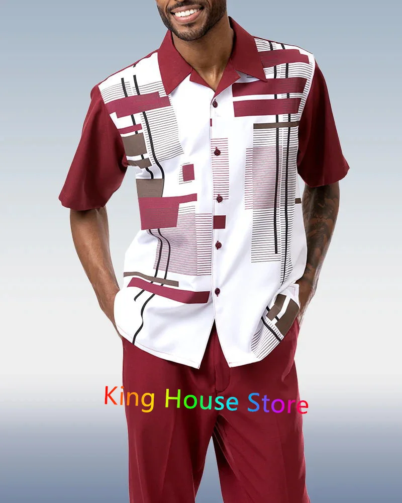 2 Piece Sets Shirt Men Outfits Summer Fashion Hawaiian Casual Button Short Sleeves Shirt+Shorts Pants Suits Men's Clothing Set
