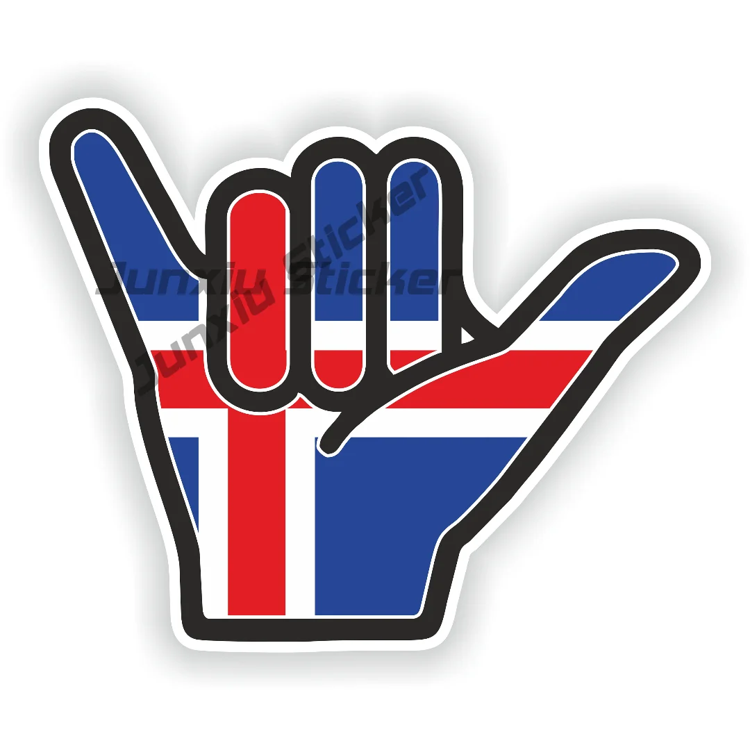 

Iceland Shaka Hand Sticker Hang Loose Long Lasting Exterior Decor For Motorcycle Boat Weatherproof Decoration Auto Accessories