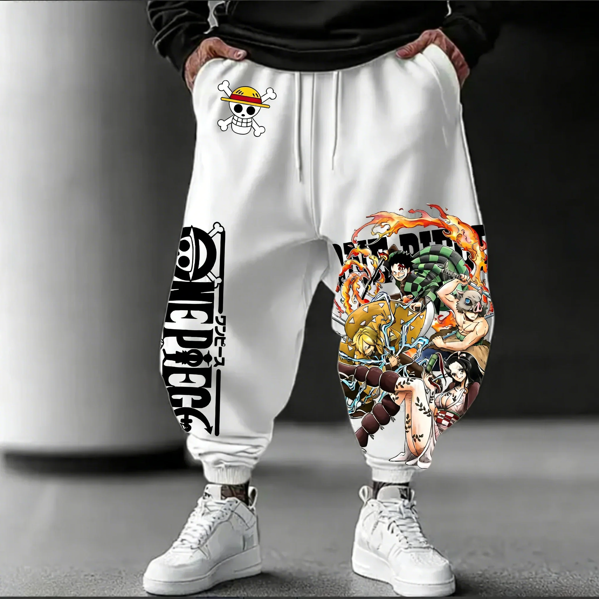 

Брюки-джоггеры ONE PIECE Anime Collaboration 2026: Новинка Весна/Лето, унисекс, в стиле Харадзюку, универсальные, повседневные, свободные, хлопковые