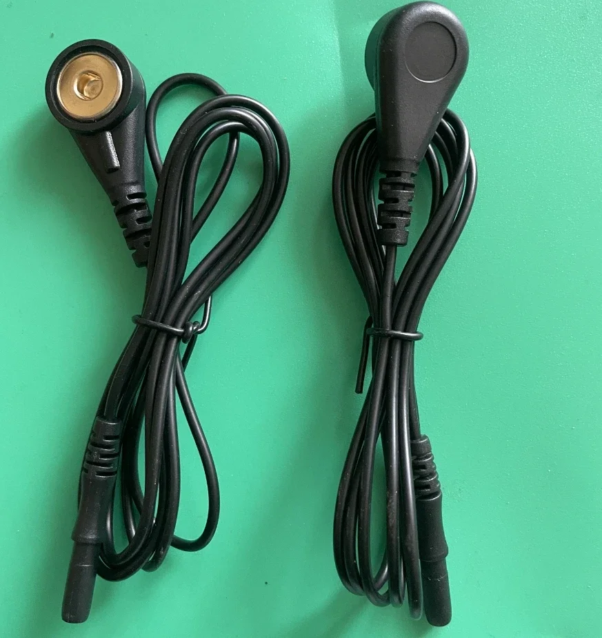 4pcs（2pair）New Black Connection Cable Wire for Healy Device 4mm Snap 96cm Long 2 mm Female