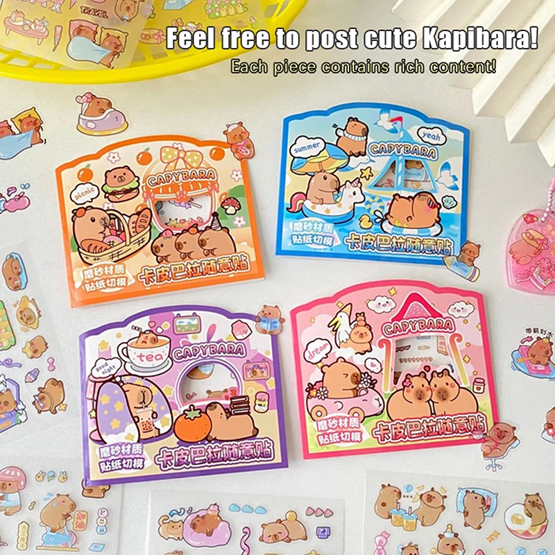 2Set Transparent Waterproof Kawaii Capybara Decoration Stickers Cartoon Cute Capybara Decals Novelty Funny Stickers Gifts
