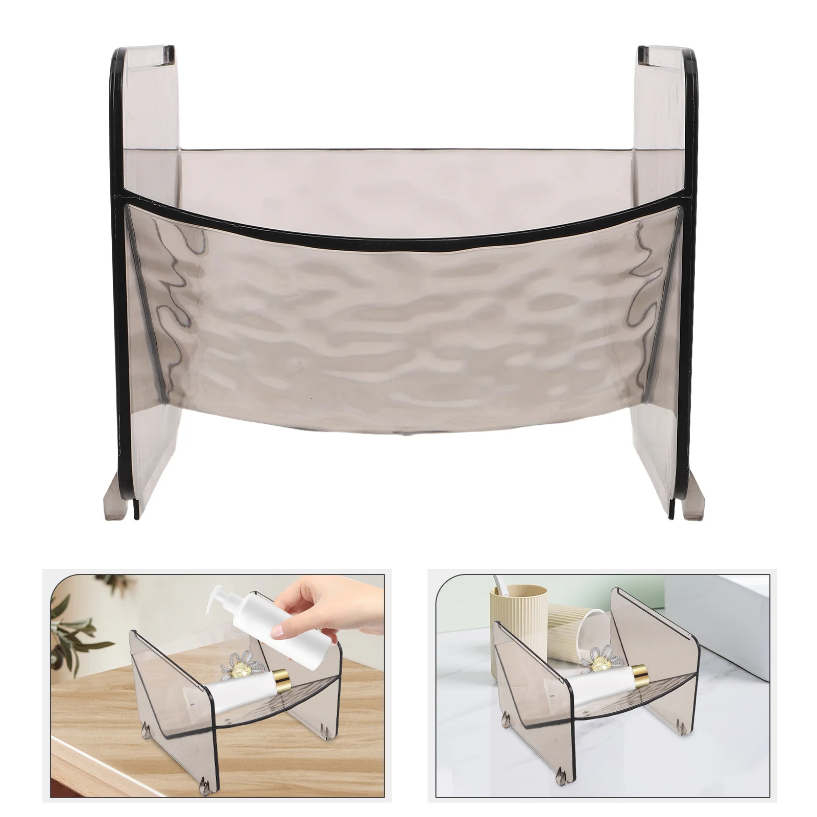 

Stackable Plastic Storage Rack Grey Multifunctional Organizer for Bathroom Entryway Living Room Keys Cosmetics Makeup Jewelry