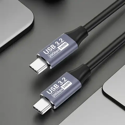 USB 3.2 20 Gbps 48V 5A 240W USB C till Typ-C 3.2 Gen2-kabel Dataöverföring USB C SSD-hårddiskkabel 4K 60Hz QC 3.0 snabbladdning 10 best sales generation 2 - №1