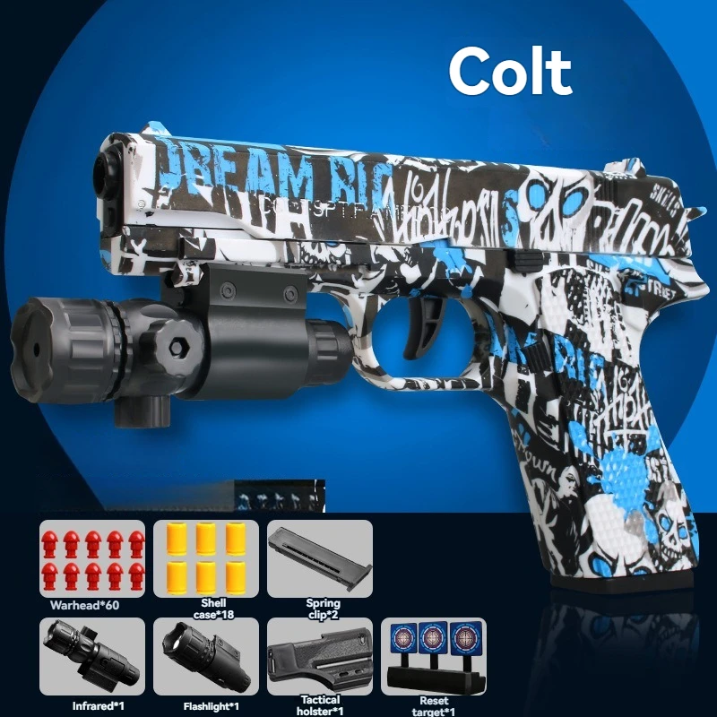 Colt 데저트 이글 쉘, 부드러운 총알 장난감 총, 권총 수동 적재 권총, 다트 블래스터, 성인 소년용 슈팅 장난감, M1911