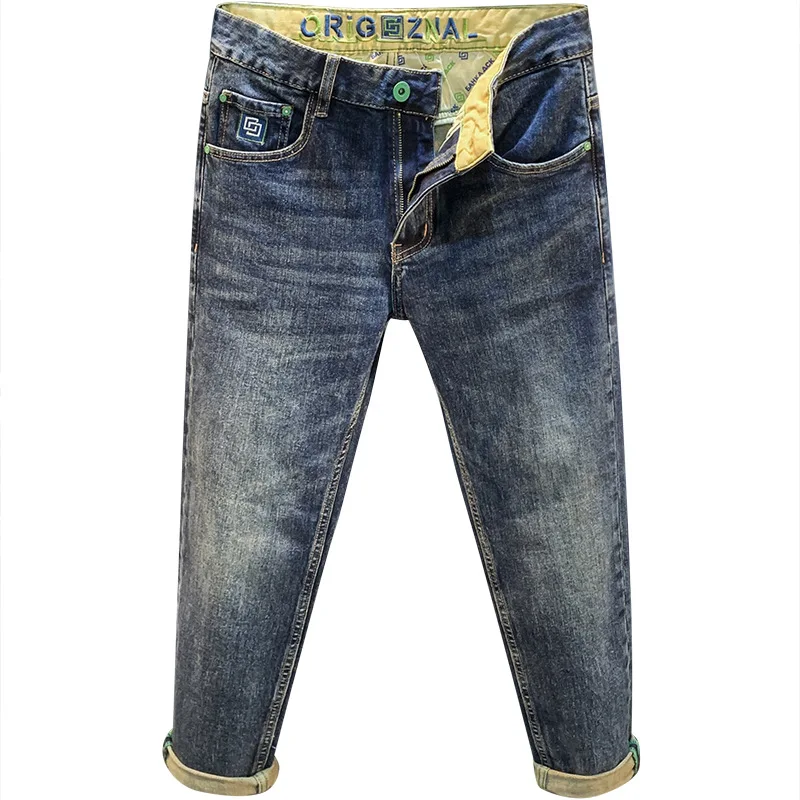 Men's Fall Jeans 2024 New Trend Embroidered Printed Stretch Skinny Comfortable Denim Trousers