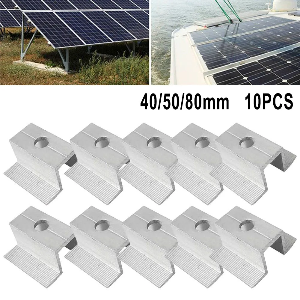 Pince centrale solaire en aluminium anodisé, 10 pièces, pour un positionnement sécurisé des modules PV sur les systèmes de montage sur rail, adaptée aux rails de 25 à 50mm