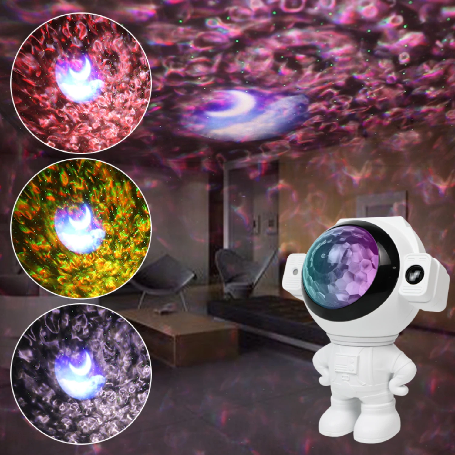 New Colorful LED Astronaut Starry Sky Projector Night Light with Stunning Color-Changing Effect - Decorative and Vibrant Nightli