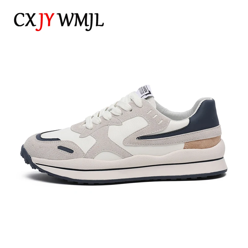 CXJYWMJL Genuine Leather Women Retro Sneakers Plus Size Autumn Casual Vulcanized Shoes Ladies Sports Running Shoe Spring Lace-up