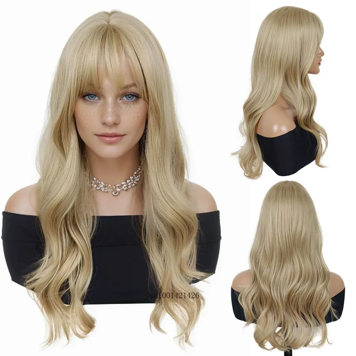 

Premium Synthetic Wig with Bangs Long Straight Wavy Wigs for Women Natural Hairstyles Daily Use Drag Queen Costume Wigs Female