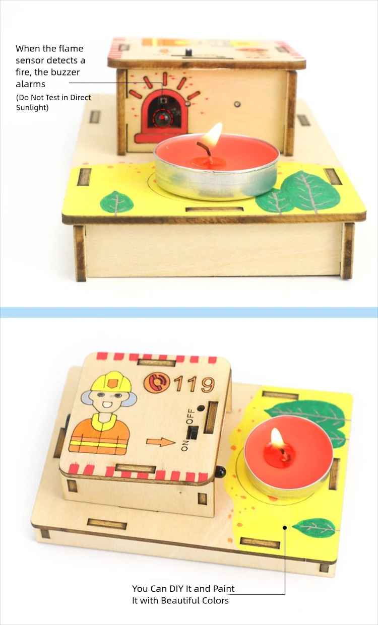 Zestaw DIY do samodzielnego montażu alarmu pożarowego, układ scalony, puzzle, rękodzieło, nauka, technologia, zestaw edukacyjny, zabawka STEM, prezent dla dzieci