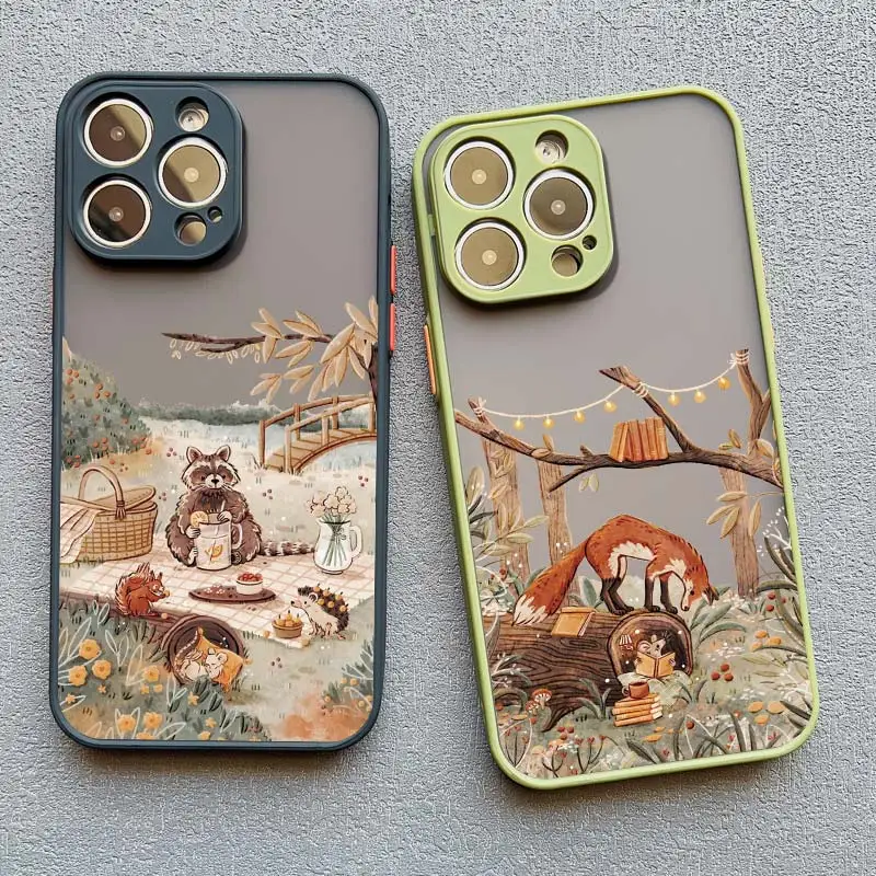 Etui na telefon Cartoon Animal Bear Fox Squirrel do iPhone\'a 16 11 Etui na iPhone\'a 15 16 14 13 12 Pro Max XS XR X 15 Plus Wstrząsoodporna obudowa