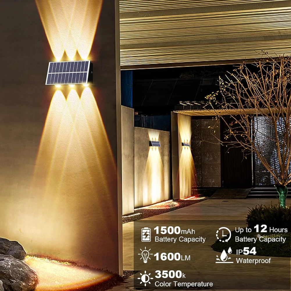 LED Outdoor Spot Light Rust Proof Solar Powered Fence Lights Wear Resist Light Sensor Sunlight for Decorating Garden Fences