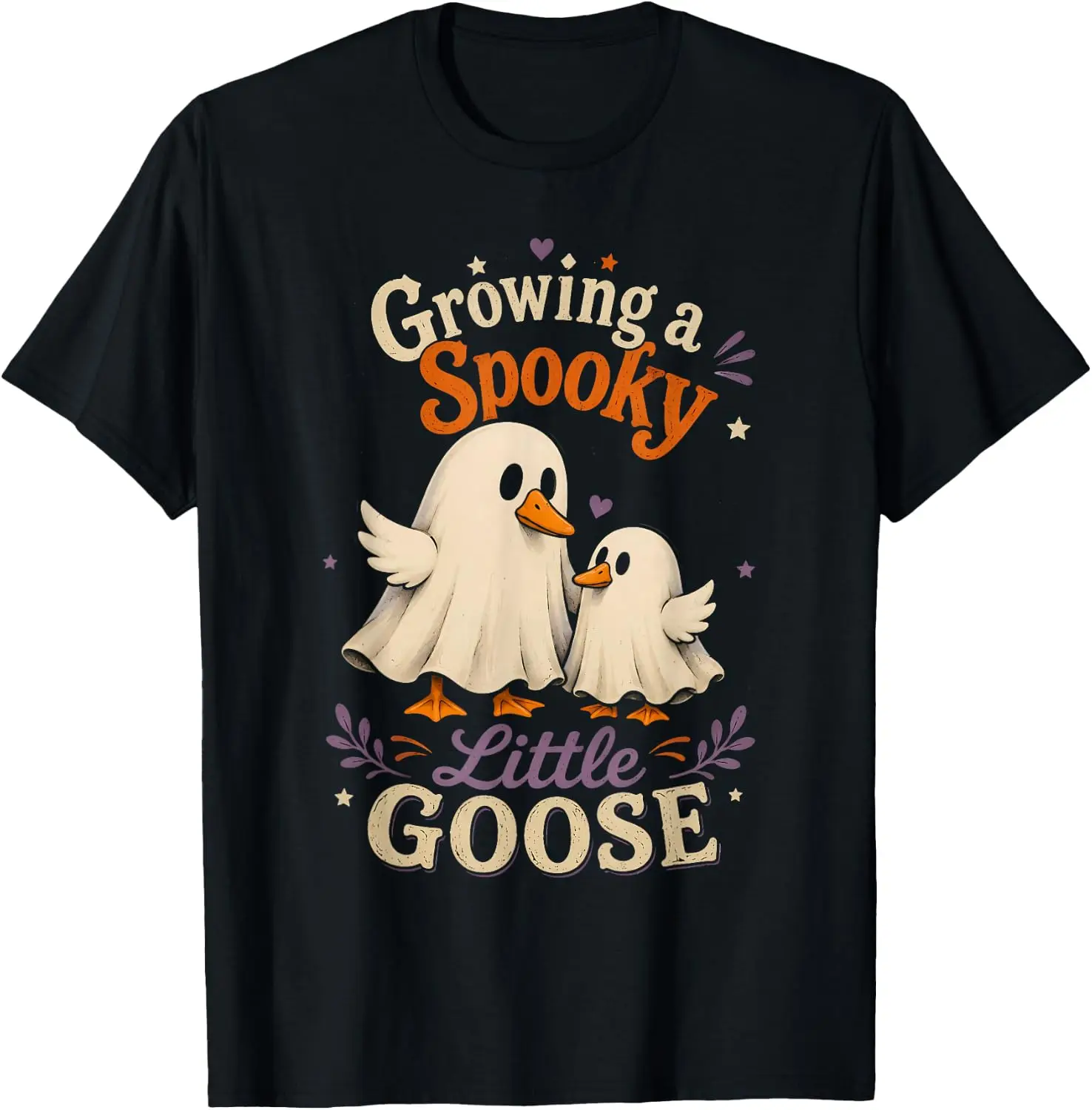 Growing A Spooky Little Goose Funny Pregnancy Halloween T-Shirt Cute Halloween Pumpkin Short-Sleeve Tee: Fun, Breathable, Pure Cotton, Stylish—Perfect for Sports, Lounging, or Casual Wear.