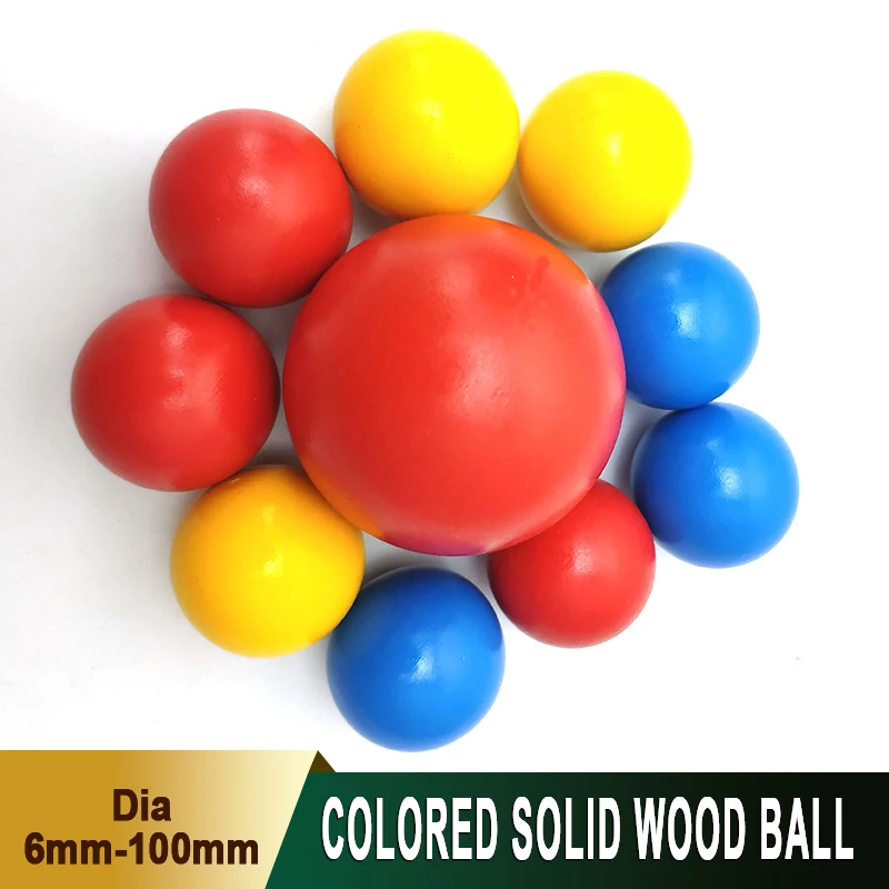 

1-20Pcs Colored Solid Wooden Balls With A Diameter of 6mm-100mm Handmade DIY Carved Beads Non Porous Original Wooden Balls