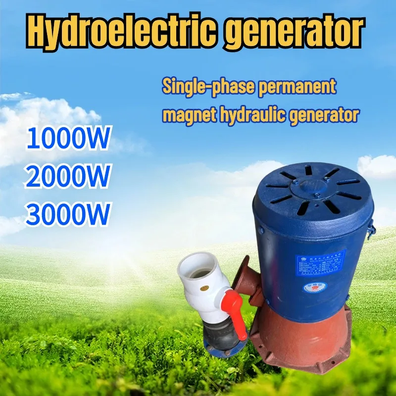 Hydro Generator 1000W 2000W 3000W 220V 230V Micro Hydraulic Turbine Water Electromagnet Full Copper Core High Power Household