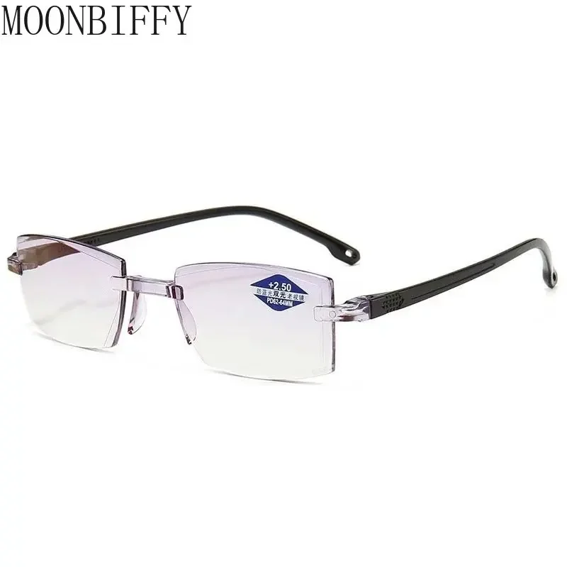 Vintage Reading Glasses Anti Blue Light Blocking Rimless Women Men Square Frameless Presbyopic Glasses Diopters +1.5 2 2.5 4.0