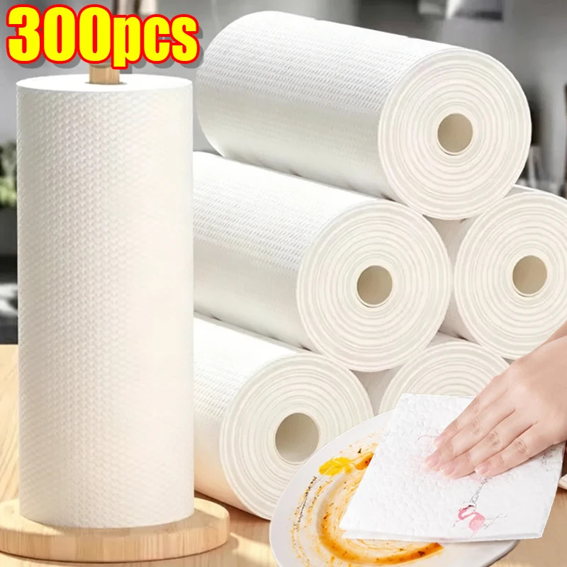 Kitchen Disposable Multi-purpose Wet/Dry Kitchen Paper Towel Dishwashing Cloth Water-absorb Household Cleaning Non-woven Cloth