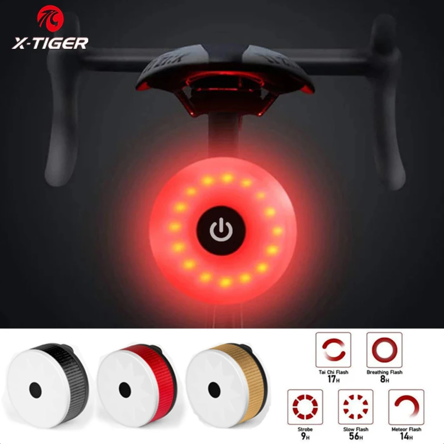 Fiets Waterdicht Achterlicht USB Oplaadbaar Rijden Nacht Ronde Fietslamp Zaklamp Mountainbike Achterlicht