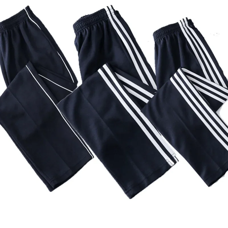 سروال موحد للمدرسة ذو ساق مستقيمة سروال أزرق عالي للمدرسة الثانوية زي عمل مخطط أبيض لطلاب المدارس الابتدائية #1