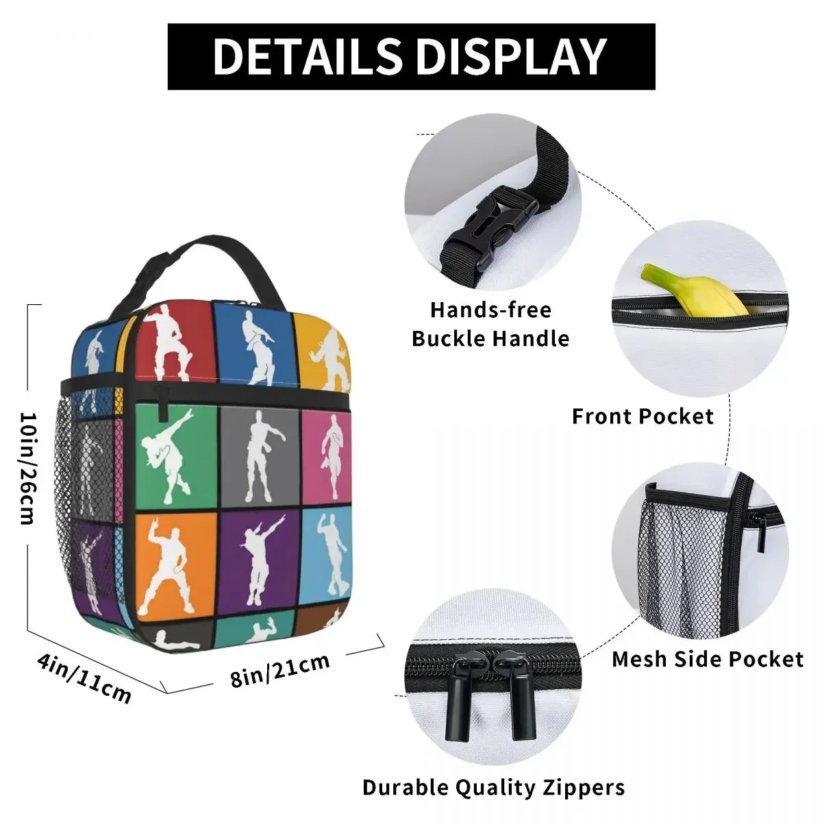 Royale Victory Dance Lattice Insulated Lunch Bags Leakproof Meal Container Thermal Bag Lunch Box Tote Girl Boy