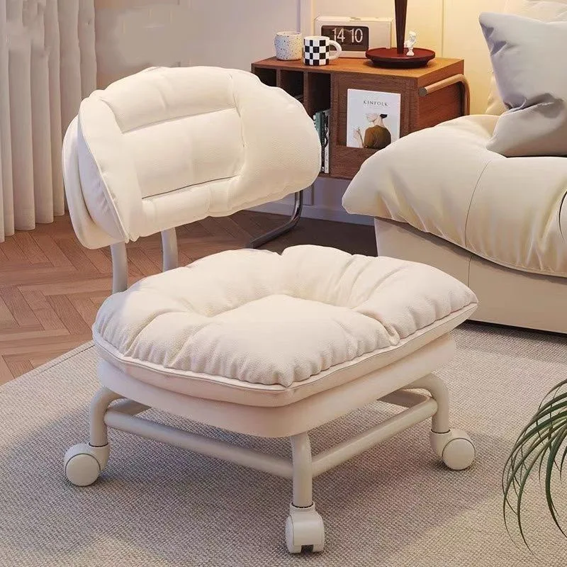 Lazy Person Backrest Chair Home Goods Bench Universal Wheel Round Stool With Child Artifact Small Stool Pulley Low Stool Gift image 3