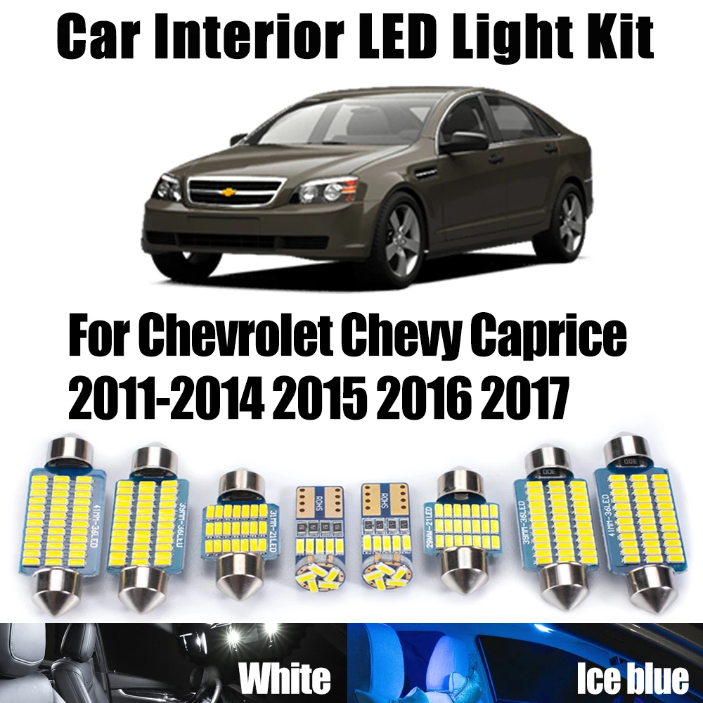 10Pcs For Chevrolet Chevy Caprice 2011-2014 2015 2016 2017 Car Accessories Canbus LED Bulbs Interior Reading Map Dome Light Kit