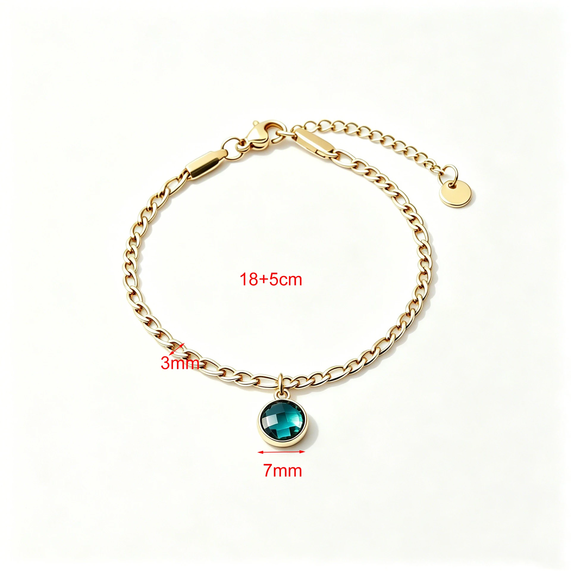 Fnixtar 10pcs 18+5cm 18k Gold Plated Stainless Steel Cuban Link Chain Bracelet With Birthstone Women Handmade DIY Charm Jewelry