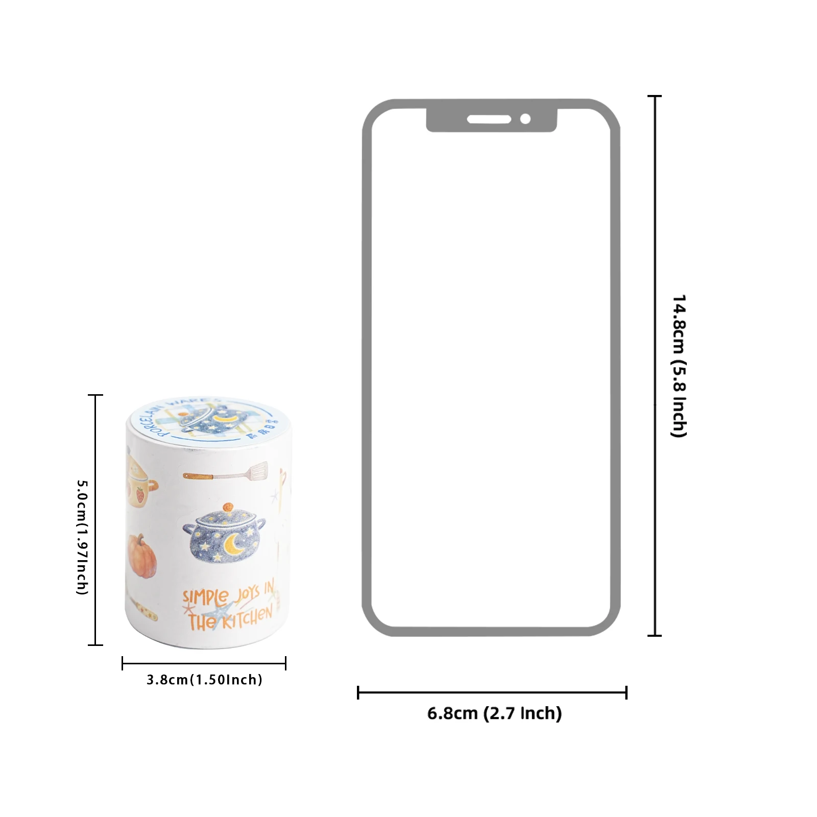 Etori Life Kitchen Daily Utensils and Ingredients Washi Tape 50Mm×2M Healing Watercolor Kitchen Theme Decorative Tape Suitable for Laptops, Suitcases, Guitars, Water Bottles, Pencil Cases, Bicycles, Scrapbooking Supplies, Office Decoration Accessories, Art Aesthetics, DIY Crafts, Creative Stickers, Baking Sealing, Birthday and Holiday Gifts, School Supplies, Back-To-School Season