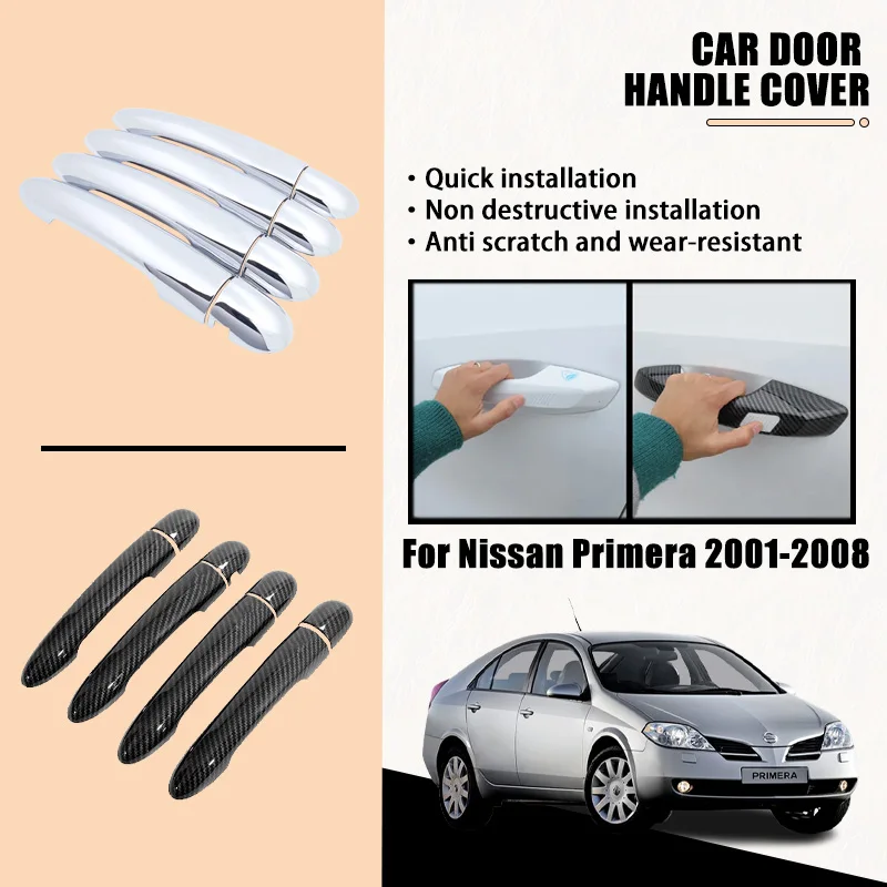 

Door Handle Covers For Nissan Primera P12 2001-2008 2002 2003 2004 ABS Chrome Car Accessories Catch Rustproof Stickers Styliny