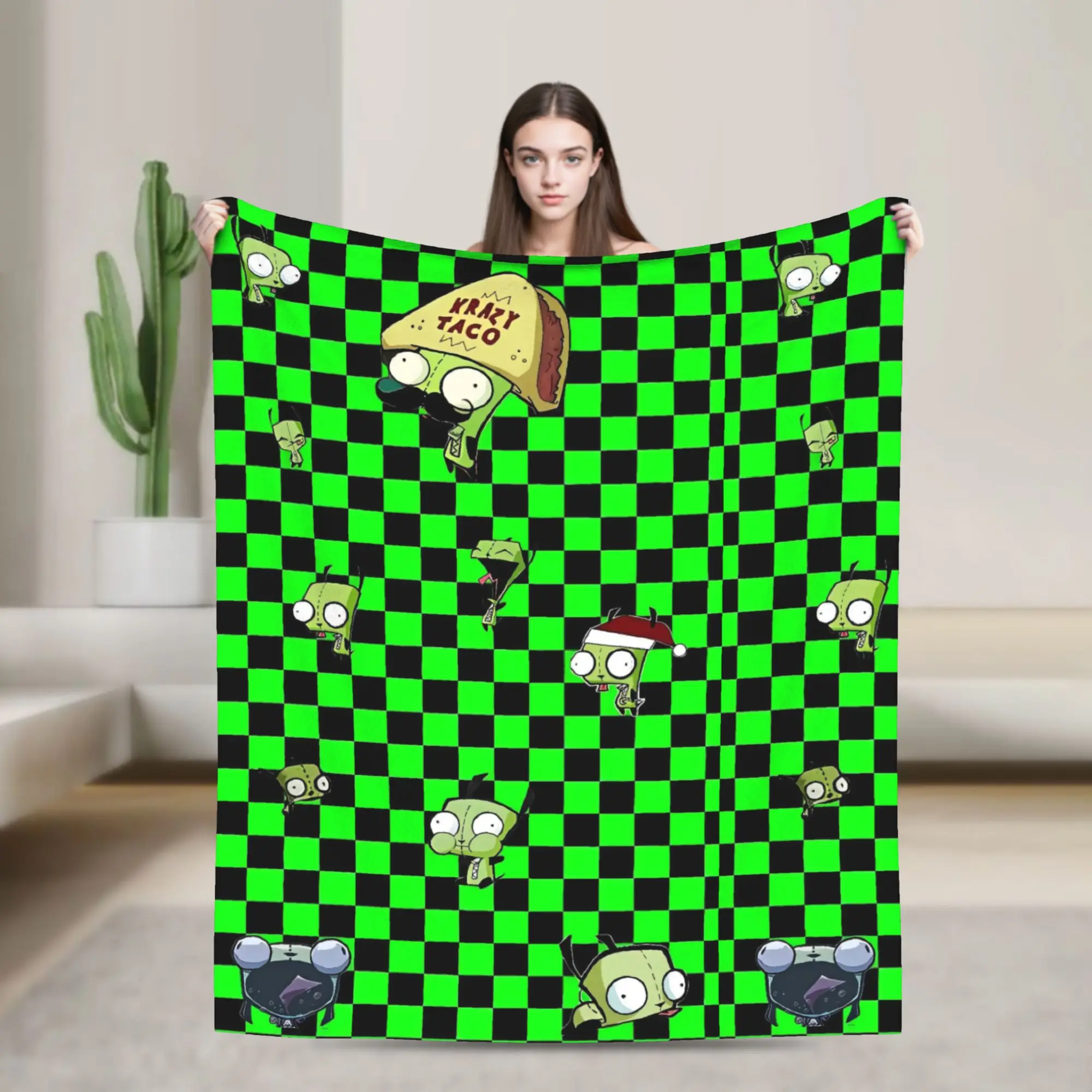 Invaders Zims 2025 Series Funny Character Flannel Blanket  Warm Soft Throw Blanket for Couch Bed Travel Bedspread Sofa Bed Cover