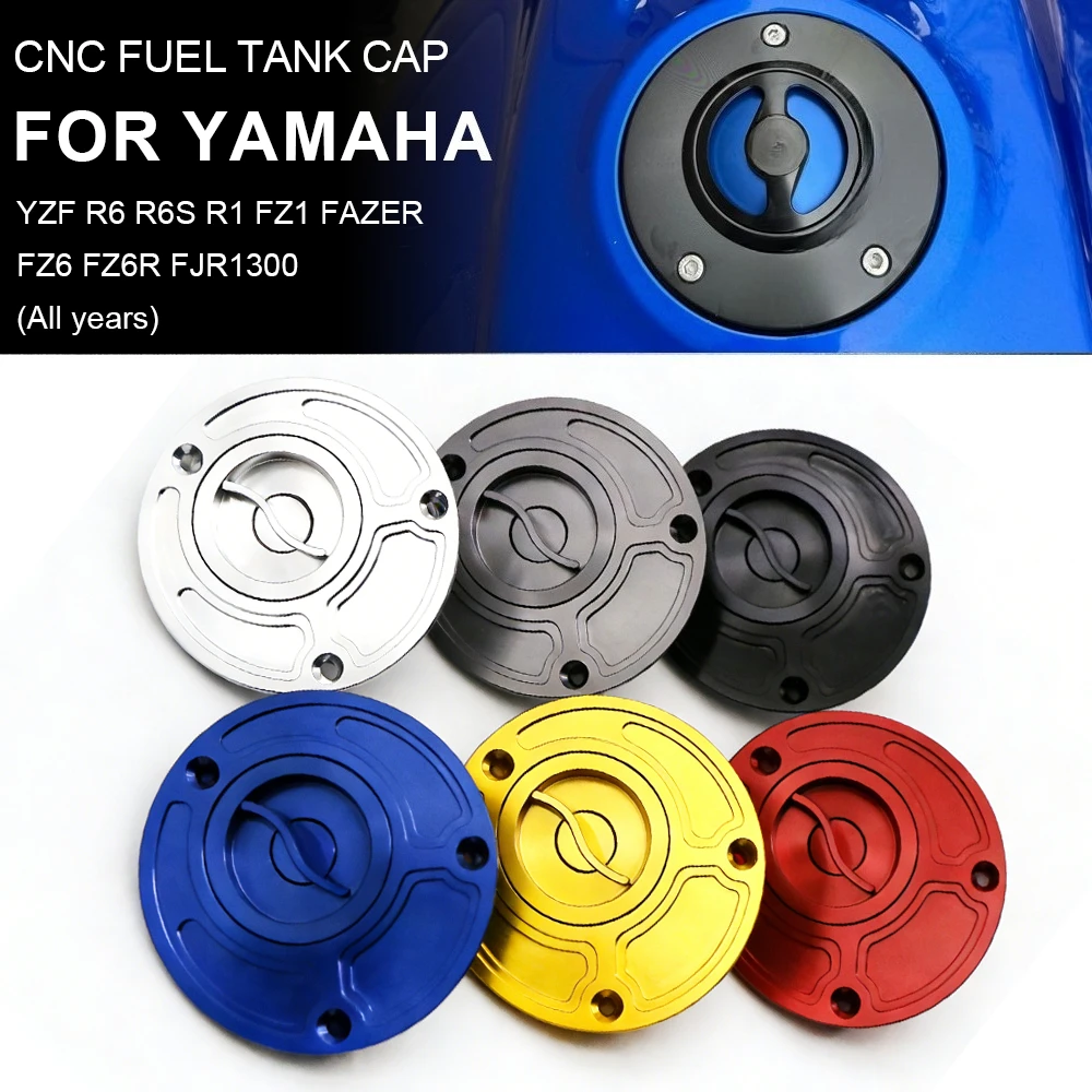 Motorcycle Oil Fuel Tank Gas Cap Cover Keyless For Yamaha YZF R6 R6S R1 FZ1 FAZER FZ6 FZ6R FJR1300 All years