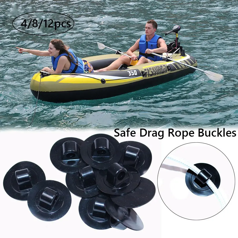 Black Plastic Spare Part Water sports Rowing Boats Buttons Drag Rope Buckle Inflatable Boat Accessories Safe Hooks