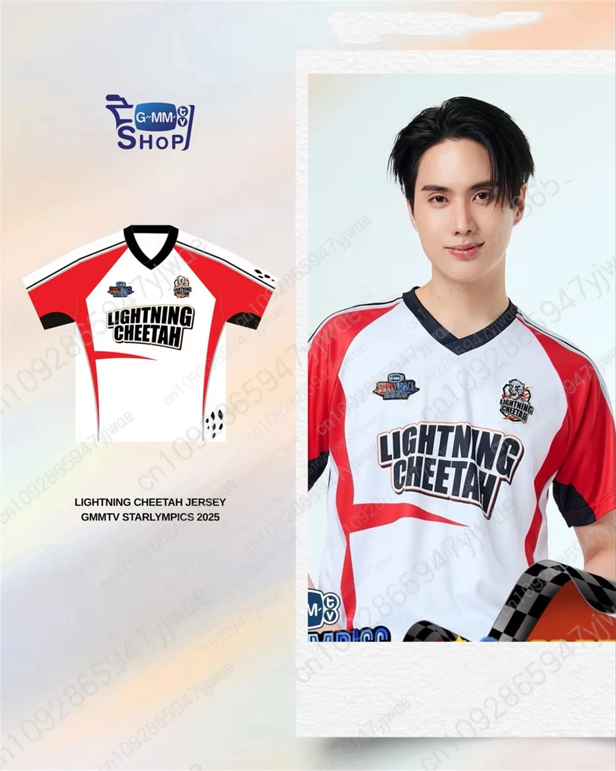 Thailand GMMTV Starlympics Shadow Eagle PK Starlympics Lightning Cheetah Jersey Streetwear Sommer Herren Damen Strand-T-Shirt – Detail 3