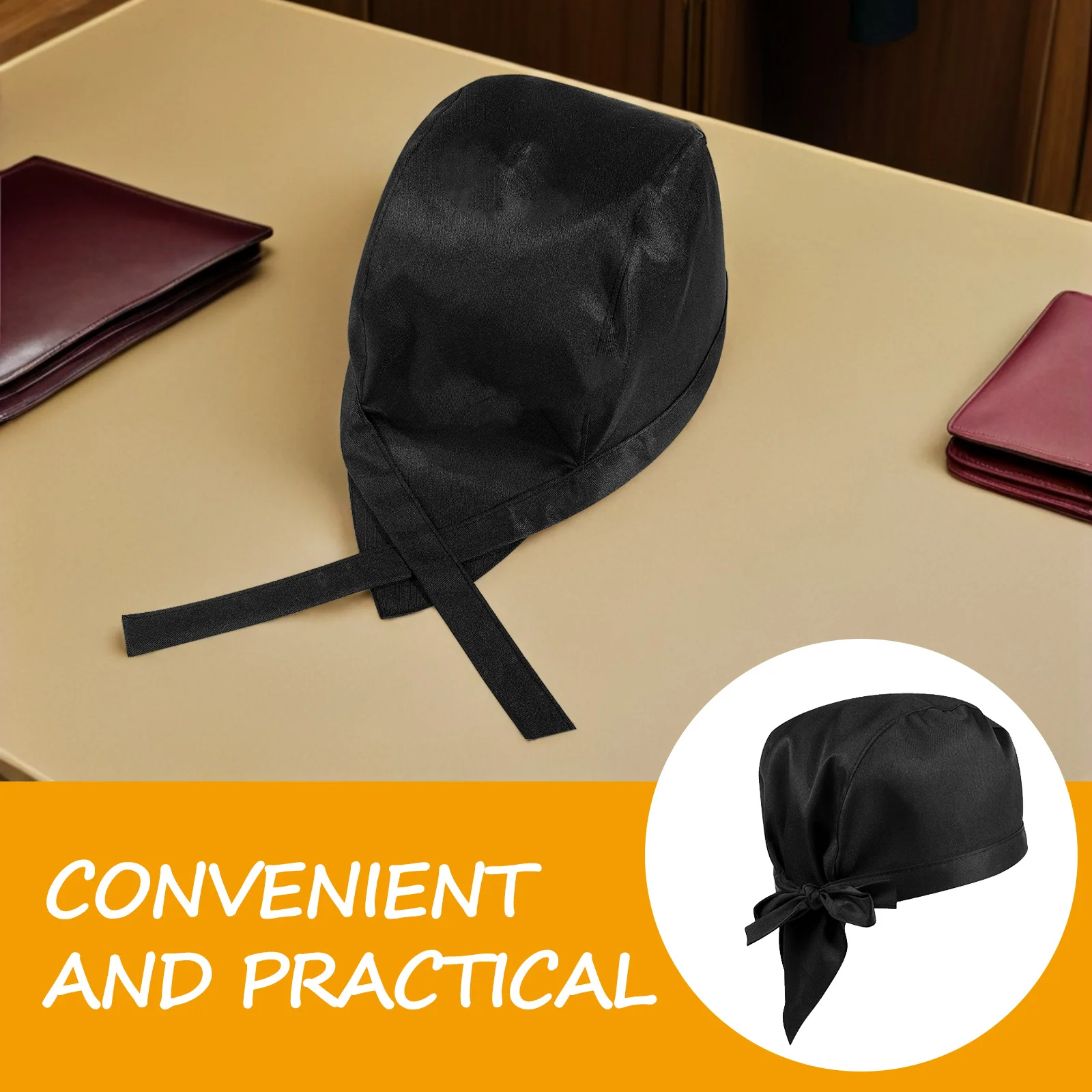 4Pcs Chef Hat Cook Turban Black Kitchen Headwear Cap Restaurant Uniform Hats for Men Women Easy Cleaning Durable