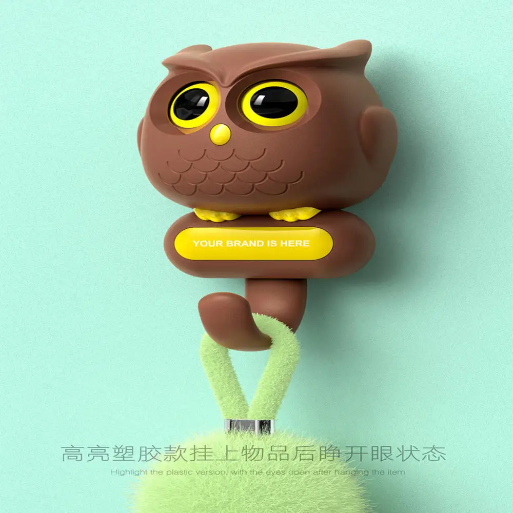 1Pc Creative Blink Owl Hook Cute Self-adhesive Dormitory Bedroom Door Hangers Key Umbrella Towel Cap Coat Hook Wall Decoration