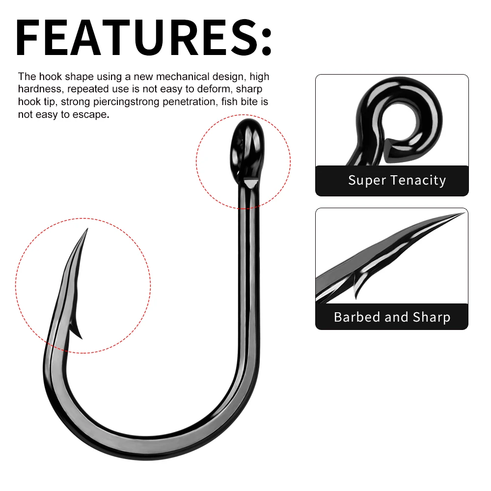 

PROBEROS 20pcs High Carbon Steel Sea Fishing Hooks Sharp Barbed Anti-Rust Jig Fishing Hooks for Saltwater Fishing Accessories