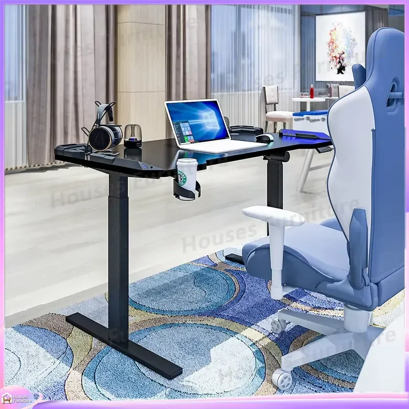 Gaming Desk Height Adjustable Computer Desk for Home Office Corner Desk with USB Port and Cable Management