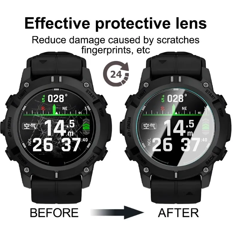 2/5 قطعة واقي شاشة من الزجاج المقسى لساعة Garmin Descent G2 الذكية أفلام حماية من الزجاج الشفاف