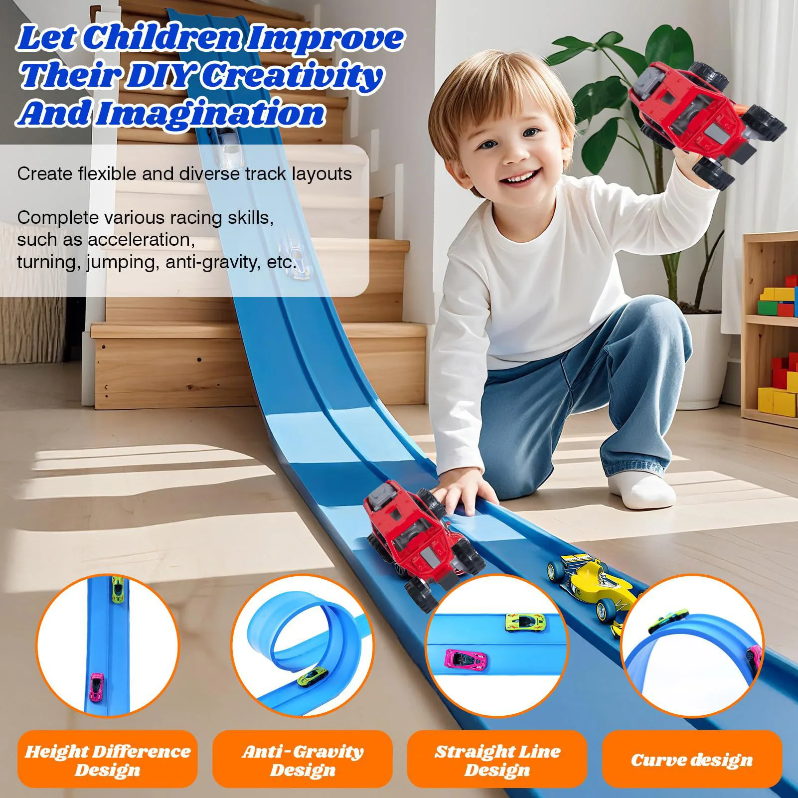 Elastyczna torba na zabawki i miniaturowe samochody DIY, konkurencyjna gra z pojazdami na szynach, edukacyjny prezent dla dzieci na Boże Narodzenie