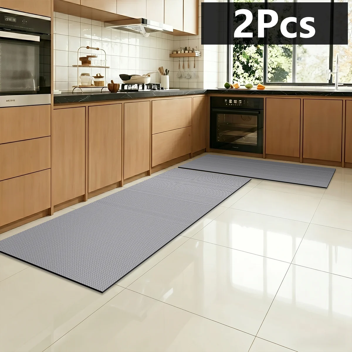 Solid color long strip kitchen anti-slip mat set bathroom absorbent mat square toilet mat door mat