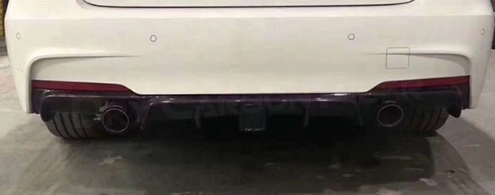 JCYECF الكربون المصد الخلفي العادم الناشر مع مصباح ليد لسيارات BMW 3 Series F30 F35 318i 320i 328i 335i 340i M Sport 2012-2018 #5