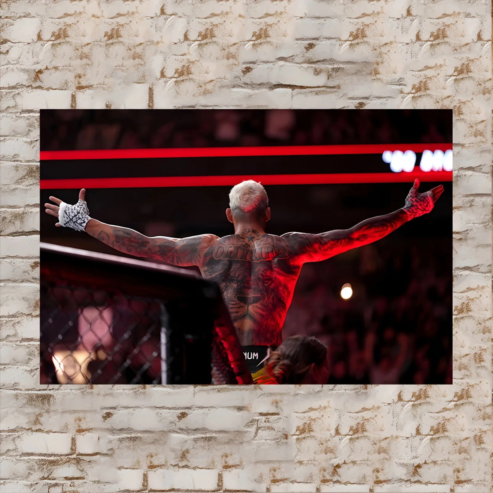 لوحة فنية جدارية قماشية ديناميكية MMA ونجمة الملاكمة، بدون إطار مقاس 18 × 12 بوصة - مشهد قفص أكتوبر النابض بالحياة مع المصارع المشاهير، مثالية لـ #5