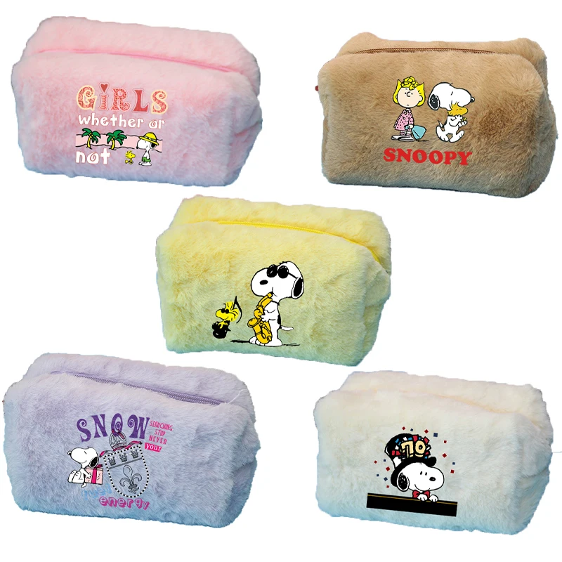 

Snoopy Plush Makeup Bag Large Capacity Portable Storage Bag Soft Comfortable Cartoon Pattern Handbag Friend's Birthday Gift